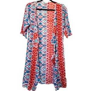 K177 Lularoe Waterfall Aztec Print Kimono Small